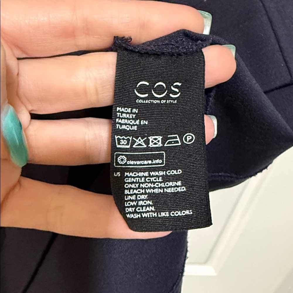 COS women’s dress navy blue sheath fitted staple capsule career stretch M - Picture 5 of 7